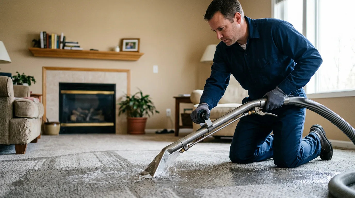 Water damage restoration technician working near American Fork, UT